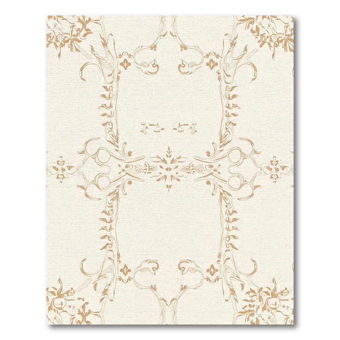 Antique Gold Scrollwork Floral Frame Rug
