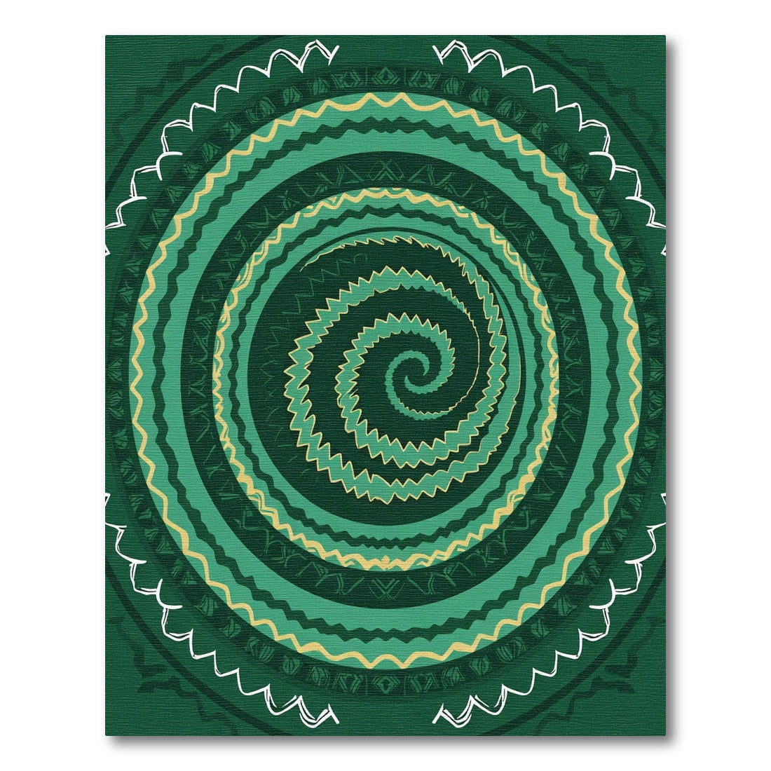 Emerald Green Swirling Tribal Rug