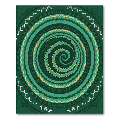 Emerald Green Swirling Tribal Rug