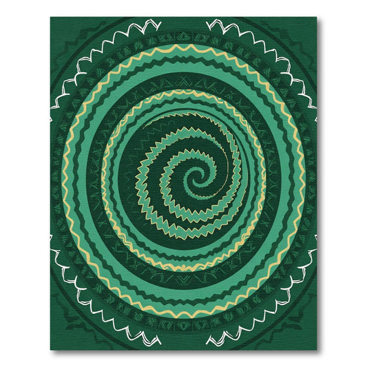 Emerald Green Swirling Tribal Rug