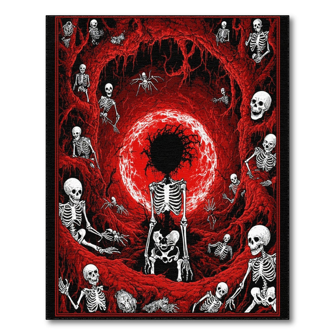 Abstract Area Red Skeleton Vortex Area Rug