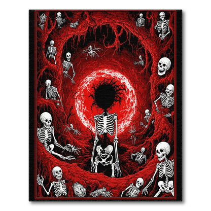 Abstract Area Red Skeleton Vortex Area Rug