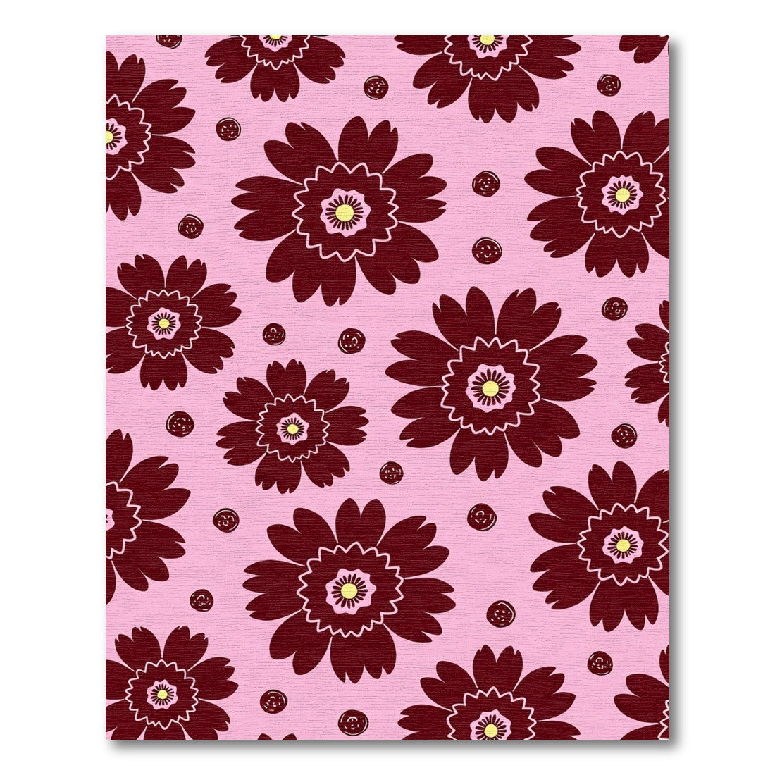 Deep Burgundy Flower and Dot Composition Rug