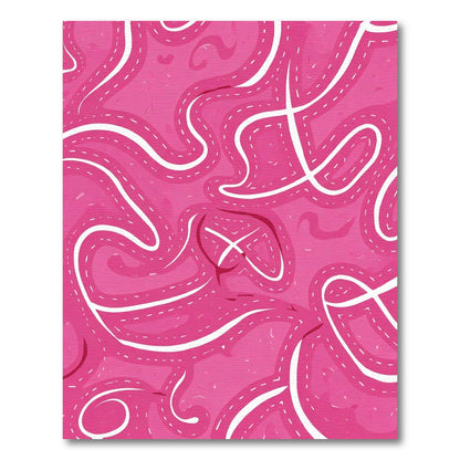 Pink Curved Swirl Abstract Lines Rug