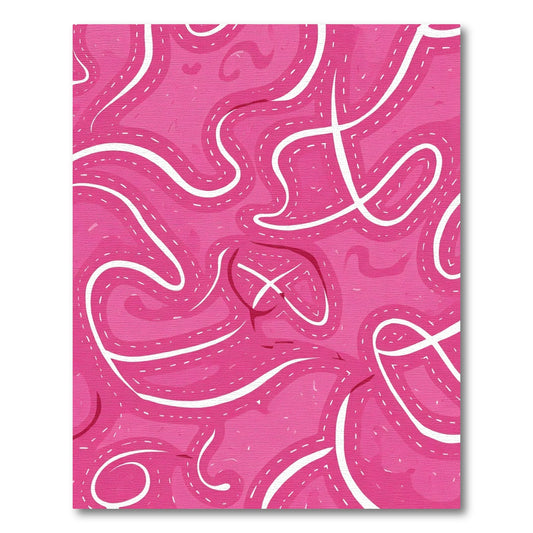 Pink Curved Swirl Abstract Lines Rug