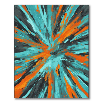 Teal Orange Abstract Burst Area Rug