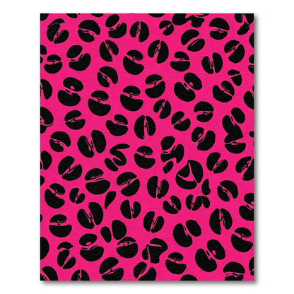 Hot Pink Black Coffee Bean Print Rug