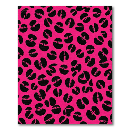 Hot Pink Black Coffee Bean Print Rug