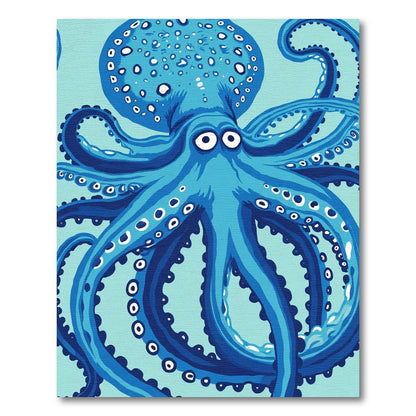 Blue Octopus With White Circles Rug