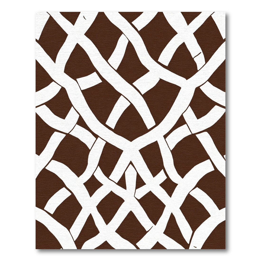 Brown White Interwoven Lattice Rug