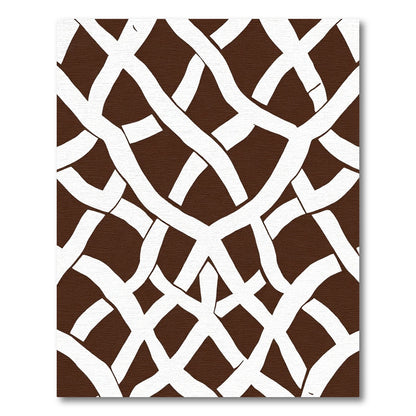 Brown White Interwoven Lattice Rug