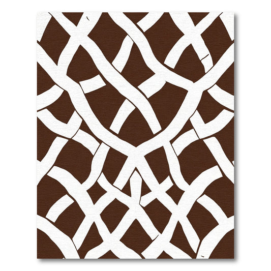 Brown White Interwoven Lattice Rug