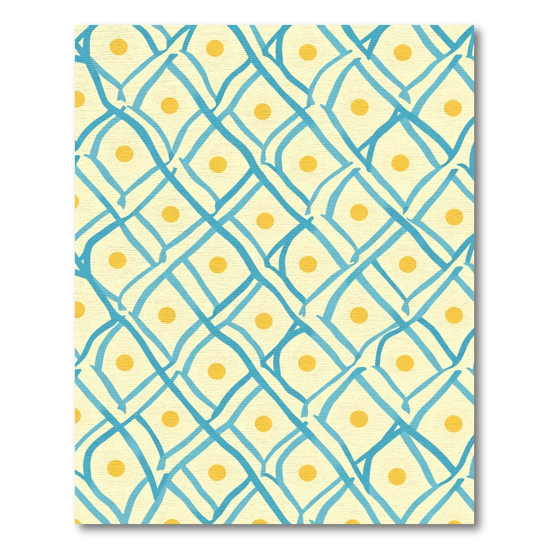 Yellow Cream Blue Lattice Dot Rug