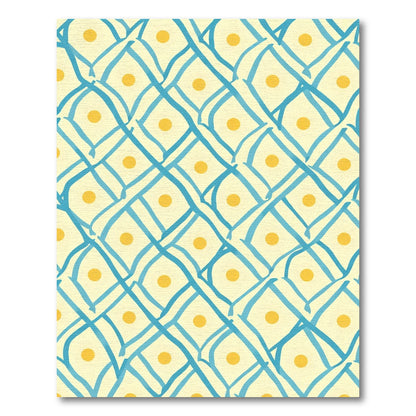 Yellow Cream Blue Lattice Dot Rug