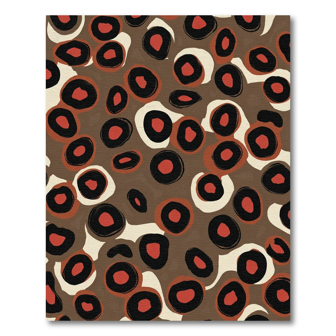 Abstract Red Black Brown Ovals Rug