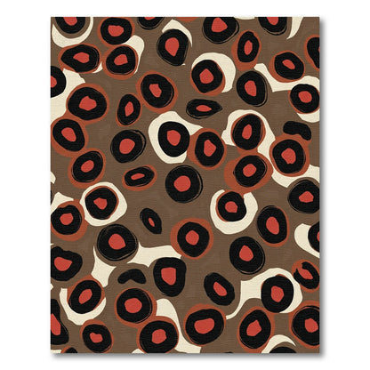 Abstract Red Black Brown Ovals Rug