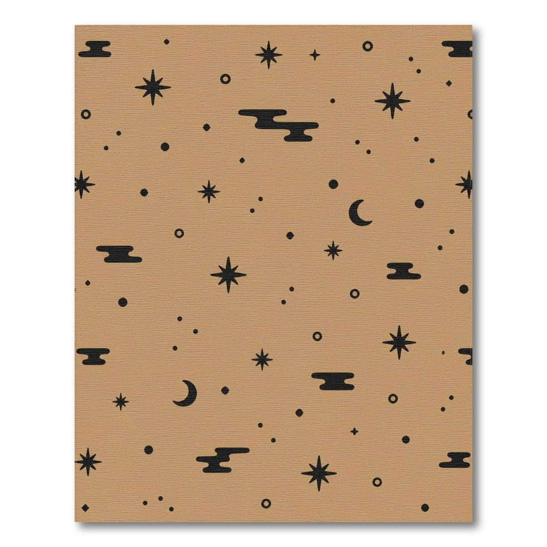 Boho Tan Celestial Area Rug with Stars and Moons