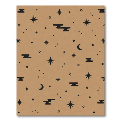Boho Tan Celestial Area Rug with Stars and Moons