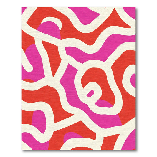 Bold Abstract Swirls Red Pink Rug