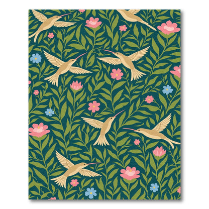 Golden Hummingbird Floral Garden Rug