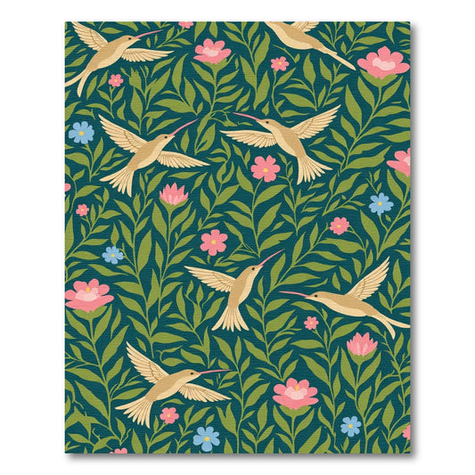 Golden Hummingbird Floral Garden Rug