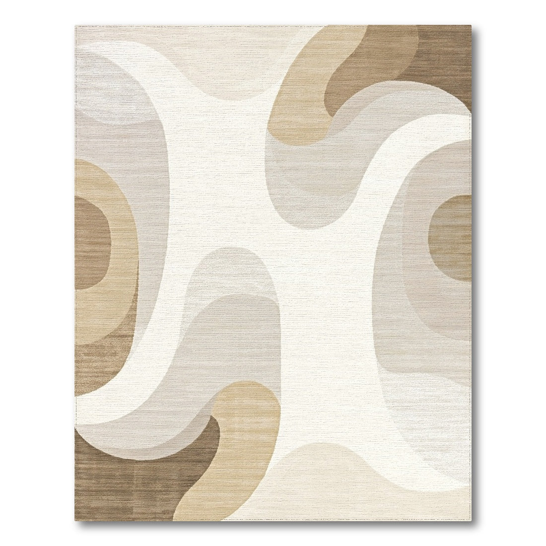 Cream Beige Wavy Curves Rug