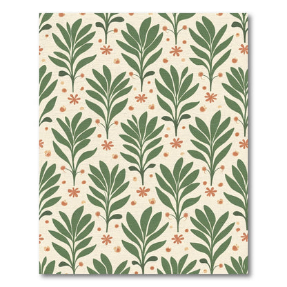 Cream Green Leafy Branches Floral Overlay Rug
