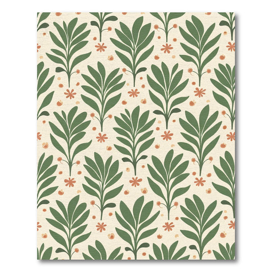 Cream Green Leafy Branches Floral Overlay Rug