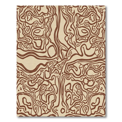 Brown Abstract Swirls Terra Cotta Background Rug