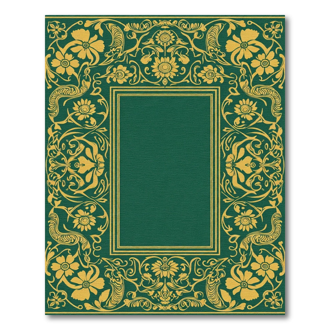 Emerald Golden Floral Border Rug