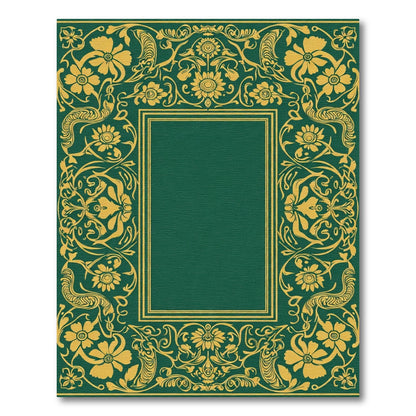 Emerald Golden Floral Border Rug