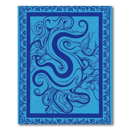 Oceanic Swirls Deep Blue Medallion Rug