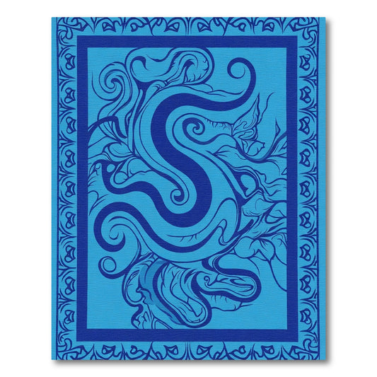 Oceanic Swirls Deep Blue Medallion Rug