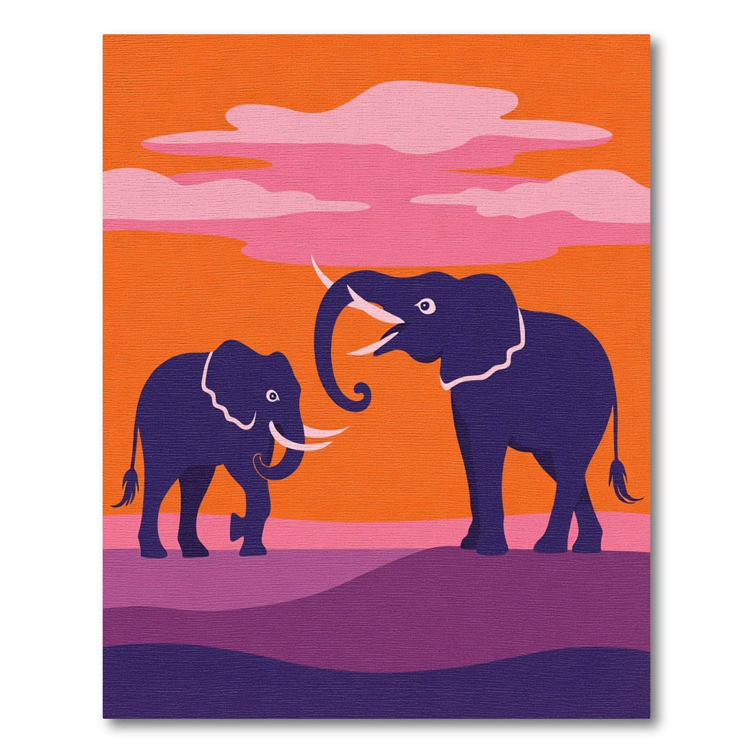Majestic Elephants Sunset Vista Rug