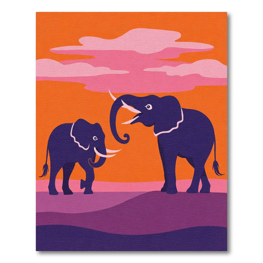 Majestic Elephants Sunset Vista Rug