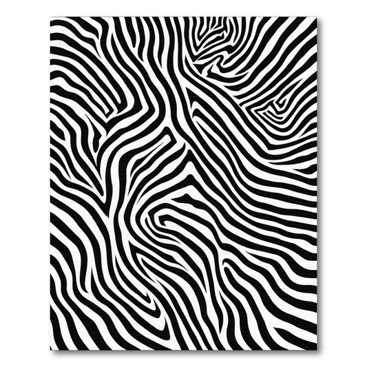 Classic Black White Wavy Stripes Rug