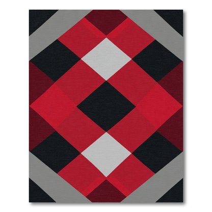 Bold Plaid Diamond Geometric Rug