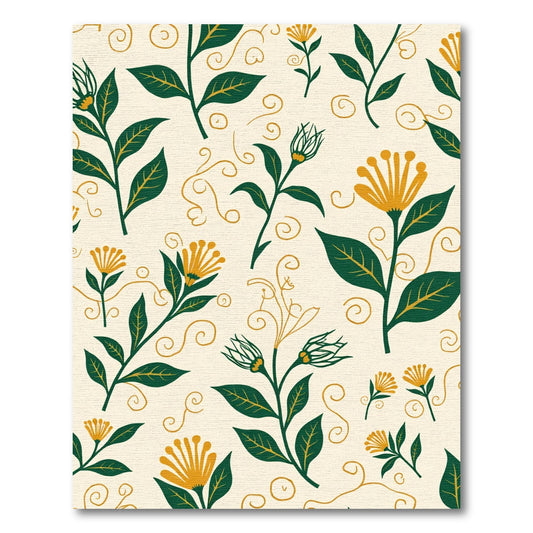 Golden Botanical Scroll Foliage Rug