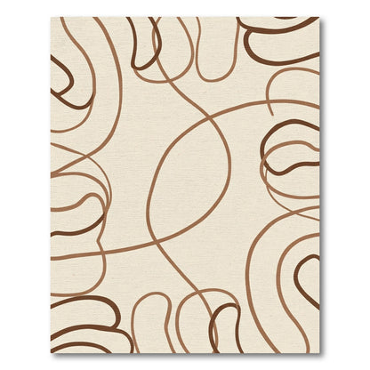 Minimalist Earthy Swirl Abstract Rug