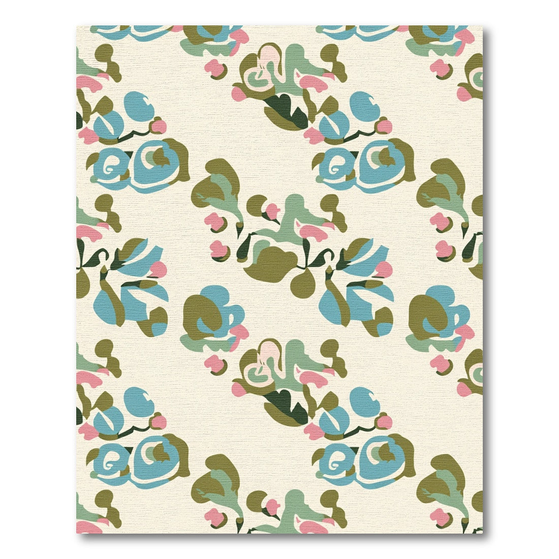 Abstract Floral Arrangement Green Blue Pink Rug