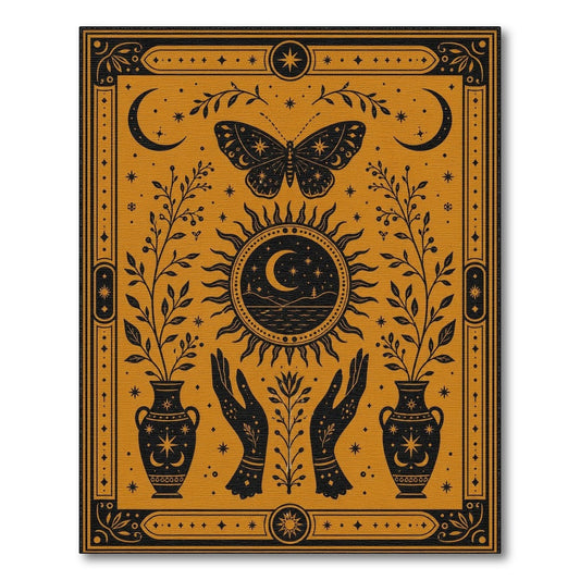 Celestial Butterfly Sun Moon Yellow Rug