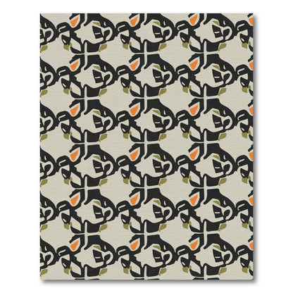 Abstract Organic Black Orange Medallion Rug