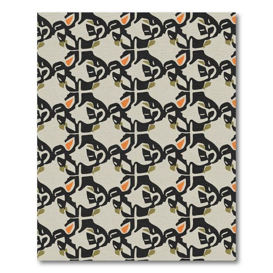 Abstract Organic Black Orange Medallion Rug