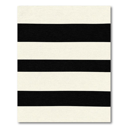Bold Black Cream Horizontal Stripes Rug