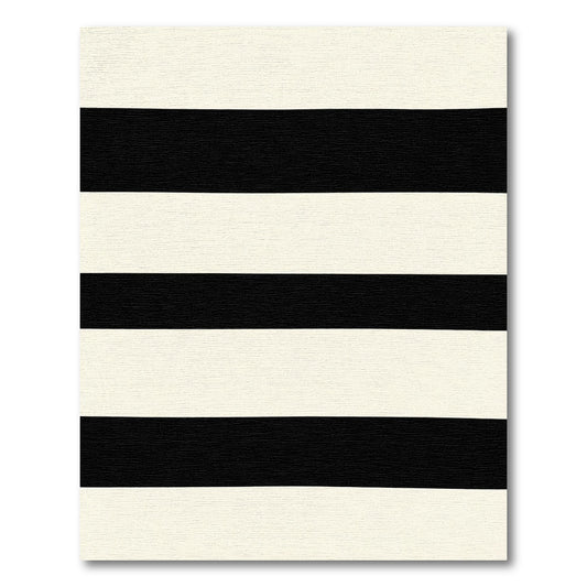 Bold Black Cream Horizontal Stripes Rug