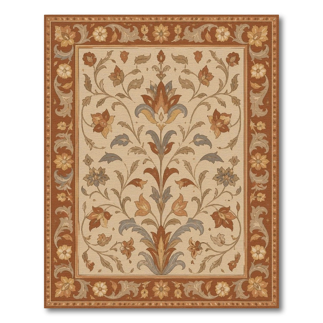 Brown Floral Vintage Area Rug