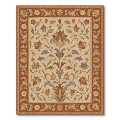 Brown Floral Vintage Area Rug