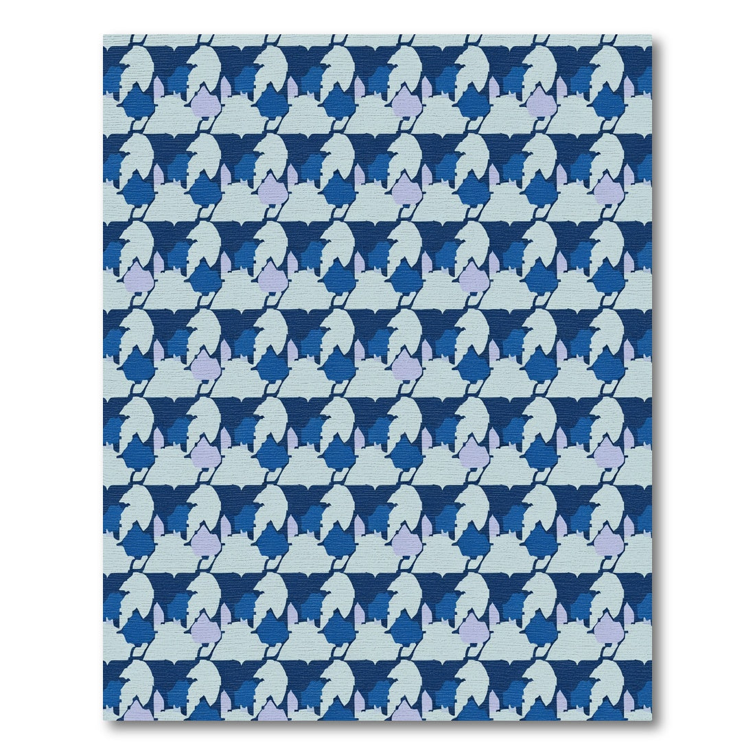 Cool Blue Abstract Block Composition Rug