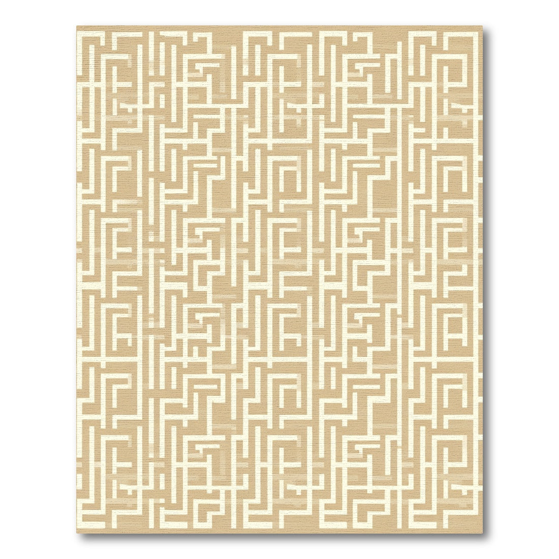 Tan Labyrinth Geometric Lines Rug