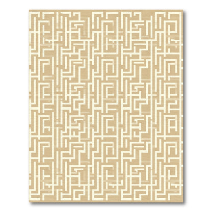 Tan Labyrinth Geometric Lines Rug